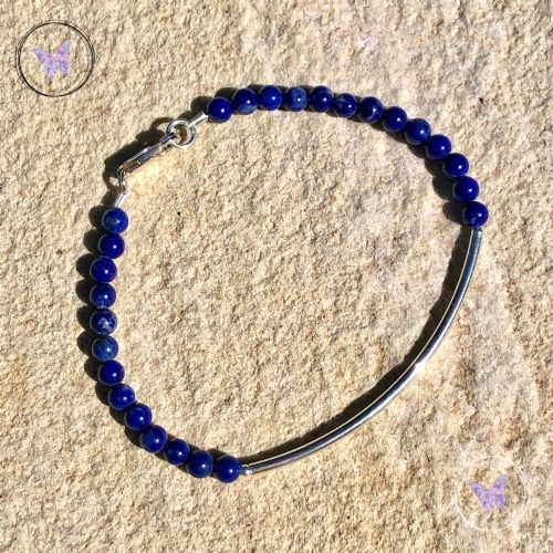 Lapis Lazuli Beaded Tube Bracelet